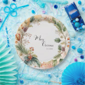 Assiettes En Carton Floral Joyeux Noël de fête classique (Fête)