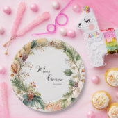 Assiettes En Carton Floral Joyeux Noël de fête classique (Fête)
