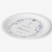 Assiettes En Carton Floral Lilac Lavender Wreath Baptism (Angle)