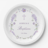 Assiettes En Carton Floral Lilac Lavender Wreath Baptism (Devant)