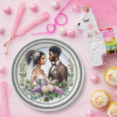 Assiettes En Carton Floral Mariage afro-américain (Fête)