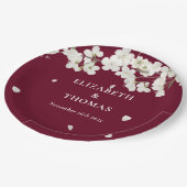 Assiettes En Carton Floral Mariage Joli Blanc Blossom Bourgogne (Angle)