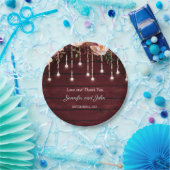 Assiettes En Carton Floral Maroon en bois Mariage rustique (Fête)