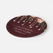 Assiettes En Carton Floral Maroon en bois Mariage rustique (Angle)