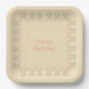 Assiettes En Carton Floral Moderne Avec Rose Et Pêche