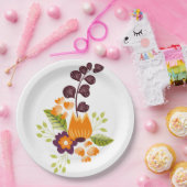 Assiettes En Carton Floral moderne violet orange (Fête)