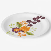 Assiettes En Carton Floral moderne violet orange (Angle)