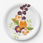 Assiettes En Carton Floral moderne violet orange (Devant)