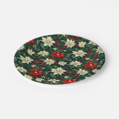 Assiettes En Carton Floral Motif de Noël (Angle)