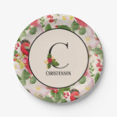 Assiettes En Carton Floral Motif Monogramme initial C (Devant)