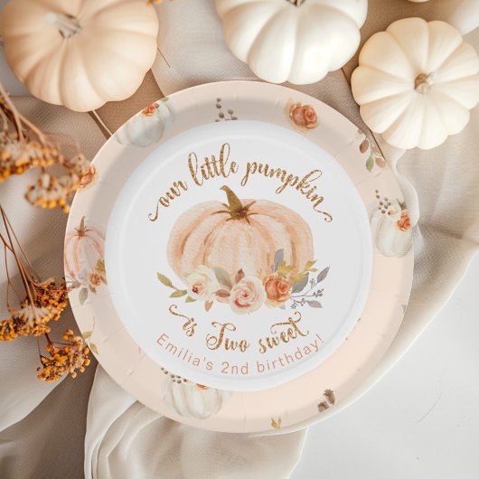 Assiettes En Carton Floral orange Automne petit citrouille 2e annivers