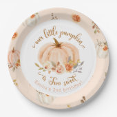 Assiettes En Carton Floral orange Automne petit citrouille 2e annivers (Devant)