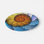 Assiettes En Carton Floral Orange Bleu Jaune Art Abstrait (Angle)