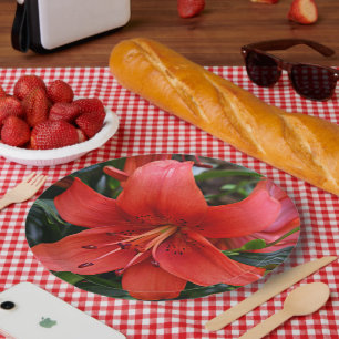 Assiettes En Carton Floral Orange Lily