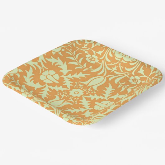 Assiettes En Carton Floral Pattern, gold and pastel yellow design, (Angulaire)