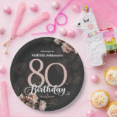 Assiettes En Carton Floral Pink 80e anniversaire (Fête)