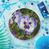 Assiettes En Carton Floral Purple and White Pansies (Fête)