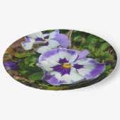 Assiettes En Carton Floral Purple and White Pansies (Angle)