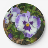Assiettes En Carton Floral Purple and White Pansies (Devant)