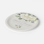 Assiettes En Carton Floral Rose blanche (Angle)