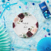 Assiettes En Carton Floral rose Bourgogne (Fête)