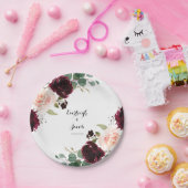 Assiettes En Carton Floral rose Bourgogne (Fête)