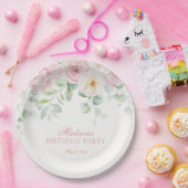 Assiettes En Carton Floral rose Hydrangea Botanique Fleurit Anniversai (Fête)