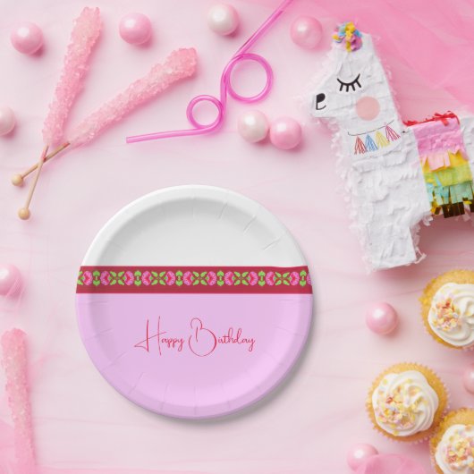 Assiettes En Carton Floral rose pâle (Fête)