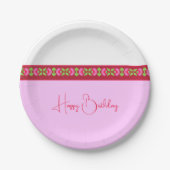 Assiettes En Carton Floral rose pâle (Devant)