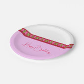 Assiettes En Carton Floral rose pâle (Angle)