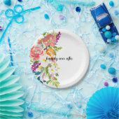 Assiettes En Carton Floral rose rouge (Fête)