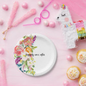 Assiettes En Carton Floral rose rouge (Fête)