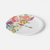 Assiettes En Carton Floral rose rouge (Angle)