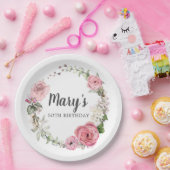 Assiettes En Carton Floral rose rustique 50e anniversaire (Fête)