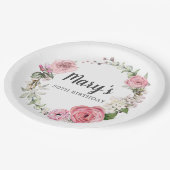 Assiettes En Carton Floral rose rustique 50e anniversaire (Angle)
