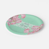 Assiettes En Carton Floral rose rustique sur Mariage Burlap vert menth (Angle)