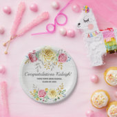 Assiettes En Carton Floral rose sur Burlap gris (Fête)