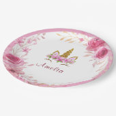 Assiettes En Carton Floral rose| Unicorne fête d'anniversaire (Angle)
