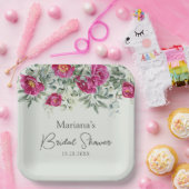 Assiettes En Carton Floral rose vert sur Fête des mariées de Sage (Fête)