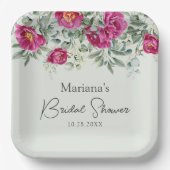 Assiettes En Carton Floral rose vert sur Fête des mariées de Sage (Recto)