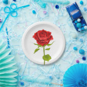 Assiettes En Carton Floral Rouge Rose Flower Love - Mariage (Fête)