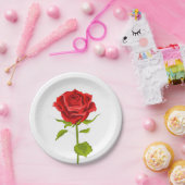 Assiettes En Carton Floral Rouge Rose Flower Love - Mariage (Fête)