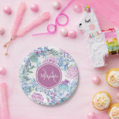 Assiettes En Carton Floral succulent pourpre et bleu élégant avec le (Fête)