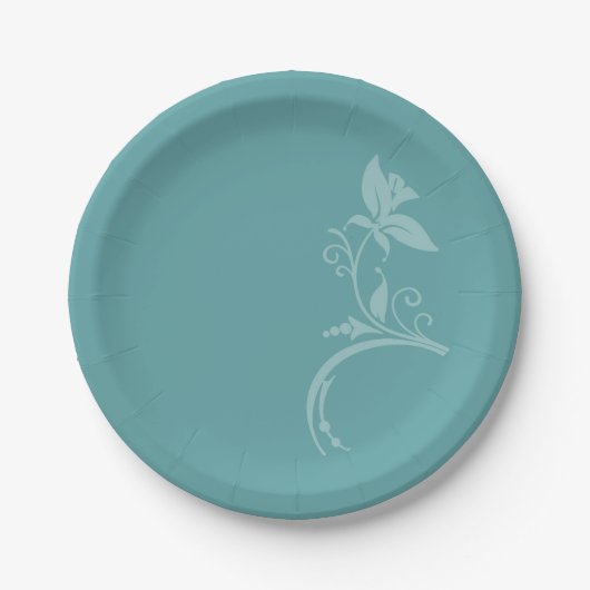 Assiettes En Carton Floral turquoise (Devant)