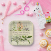 Assiettes En Carton Floral vintage 80e anniversaire (Fête)