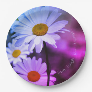 Assiettes En Carton Floral Violet Et Bleu