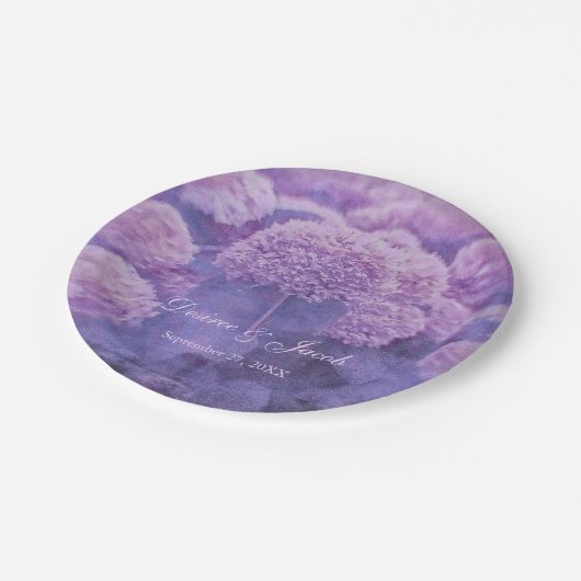 Assiettes En Carton Floral violet Hydrangea Pays Mariage rustique (Angle)