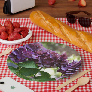 Assiettes En Carton Floral Violet rouge Hydrangea