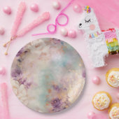 Assiettes En Carton Floral violet turquoise (Fête)