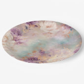 Assiettes En Carton Floral violet turquoise (Angle)